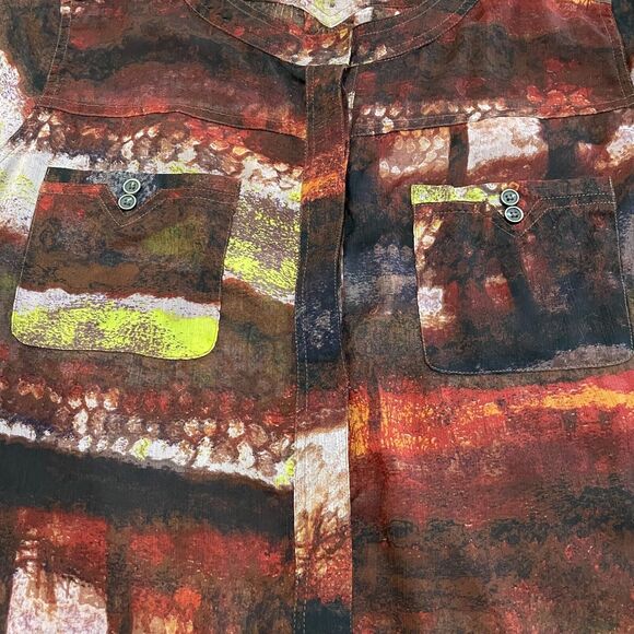 NWT Democracy Women Button-Front Asymmetric Blouse Abstract Print Size2X Career - Picture 11 of 16